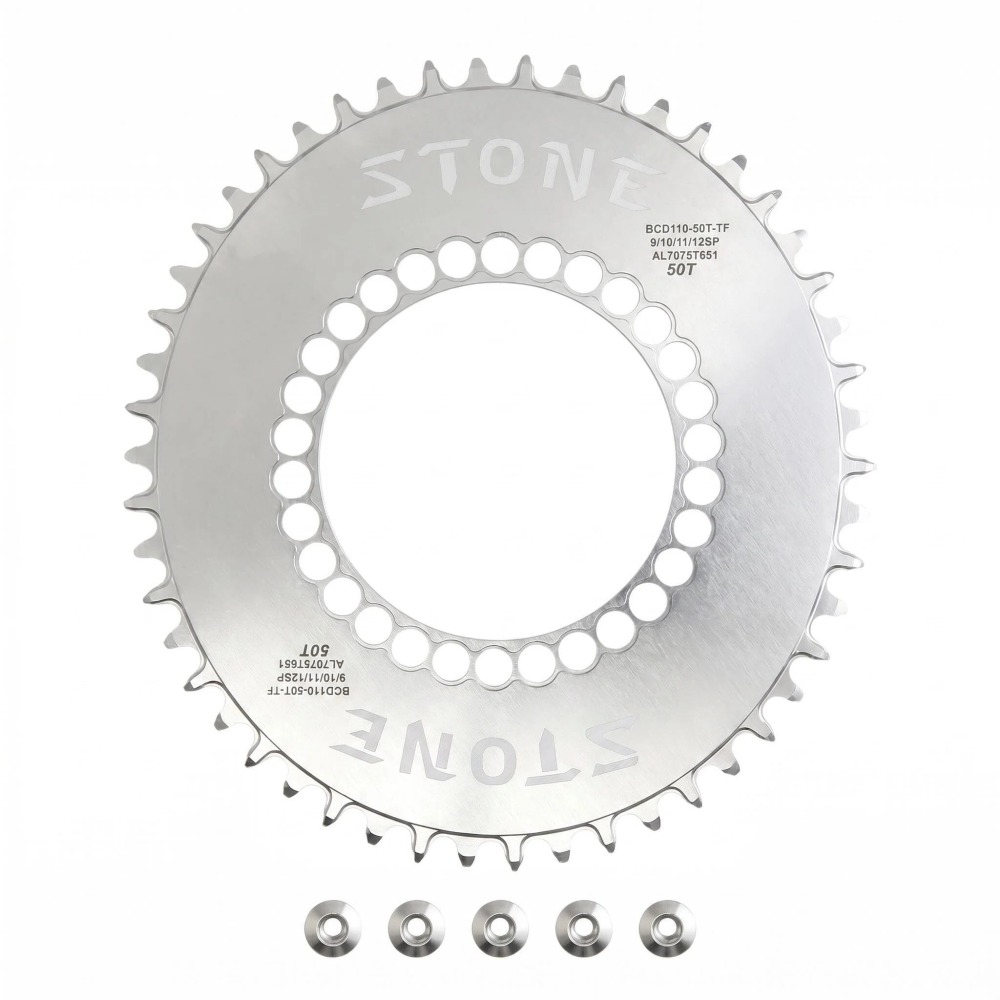 STONE 110 BCD Oval Narrow Wide Chainring for SRAM Force Red Rival S350 S900 S100 Rotor FSA 5-Arm Crankset 1x Road Gravel Chainwheel 36T-60T Black Silver