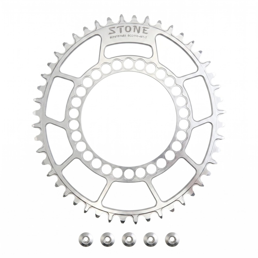 STONE 110 BCD Oval Narrow Wide Chainring for SRAM Force Red Rival S350 S900 S100 Rotor FSA 5-Arm Crankset 1x Road Gravel Chainwheel 36T-60T Black Silver