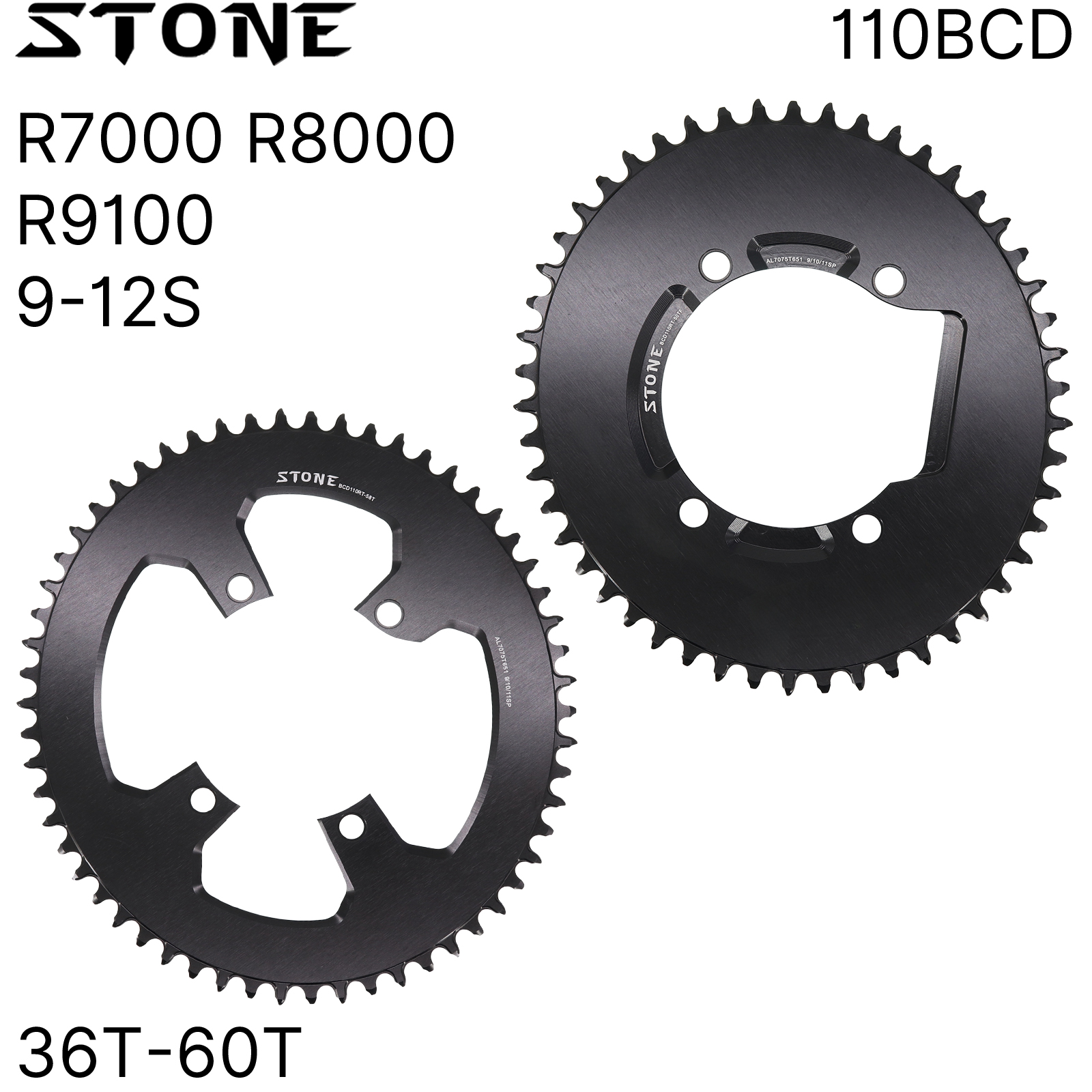 Stone Chainring 110 BCD Oval for Shimano 105 R7000 R8000 R9100 36