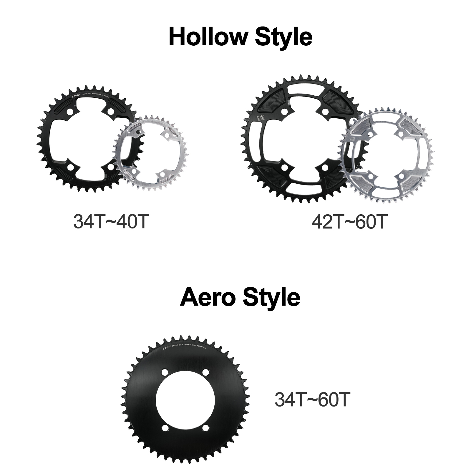 STONE 107BCD Round Chainring for SRAM Force AXS and for Quarq Power Meters, Non-AXS 9-12s or AXS Flattop 12/13-speed