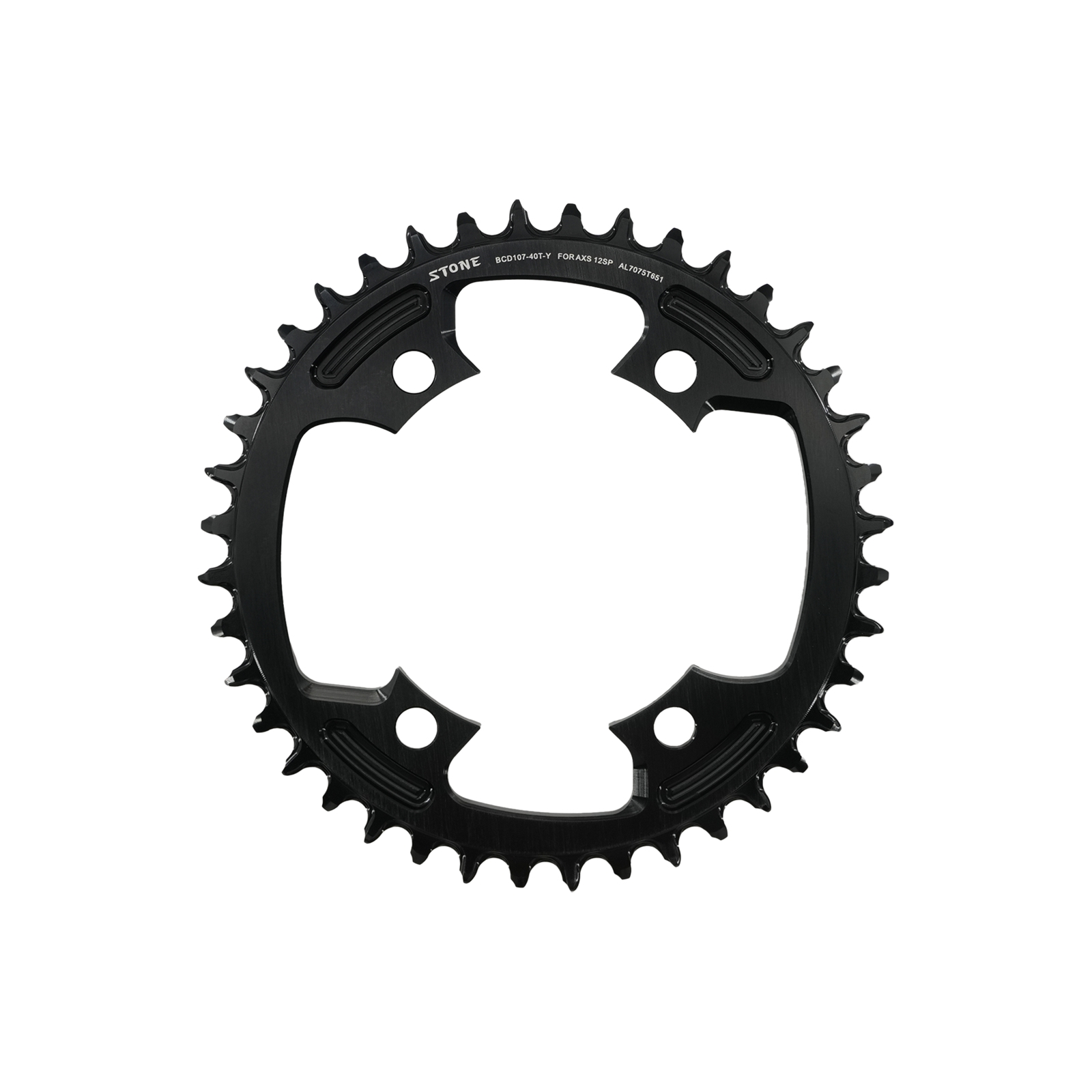 STONE 107BCD Round Chainring for SRAM Force AXS and for Quarq Power Meters, Non-AXS 9-12s or AXS Flattop 12/13-speed