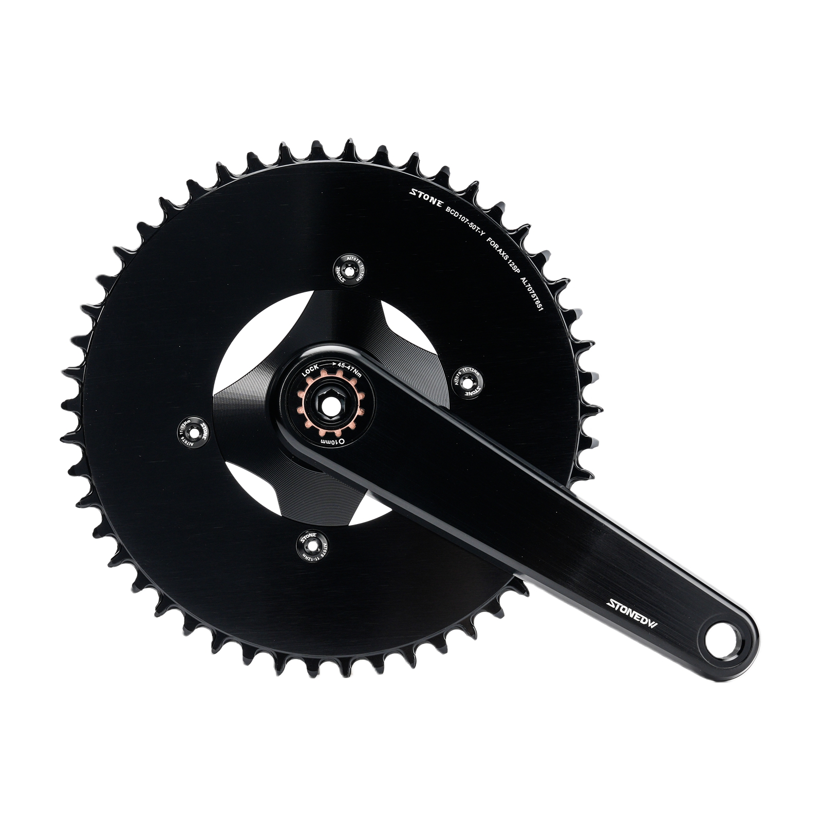STONE 107BCD Round Chainring for SRAM Force AXS and for Quarq Power Meters, Non-AXS 9-12s or AXS Flattop 12/13-speed