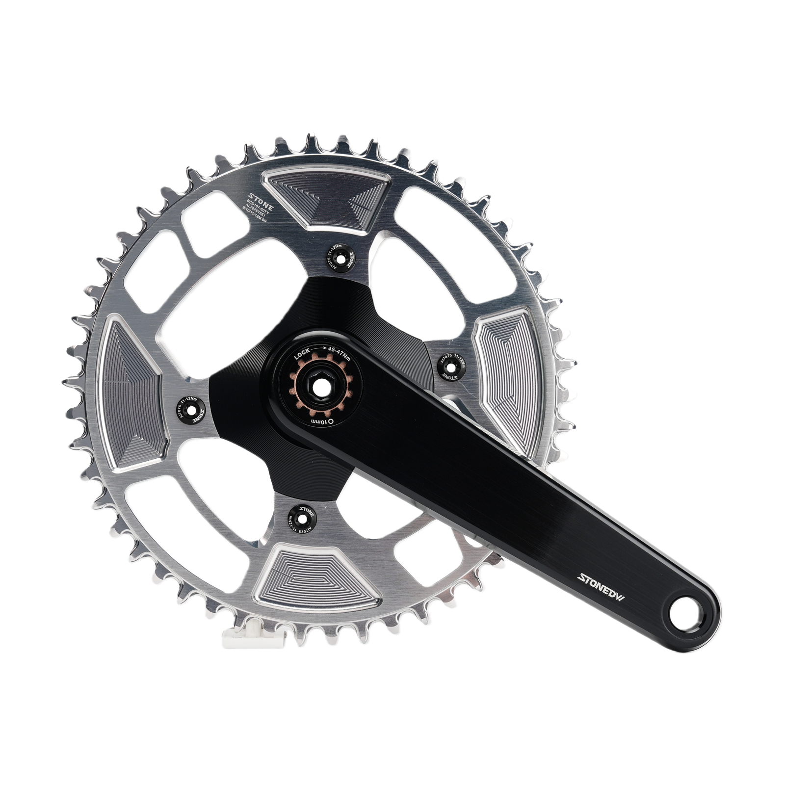 STONE 107BCD Round Chainring for SRAM Force AXS and for Quarq Power Meters, Non-AXS 9-12s or AXS Flattop 12/13-speed