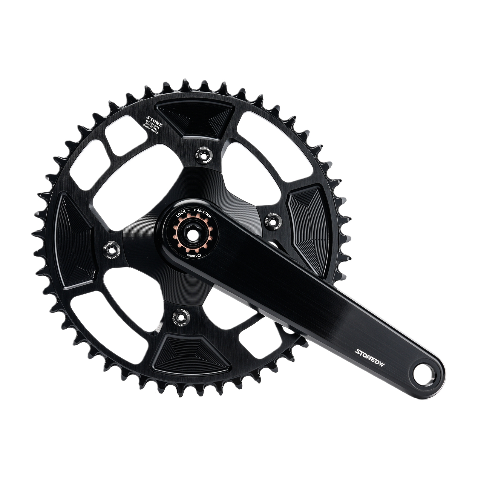 STONE 107BCD Round Chainring for SRAM Force AXS and for Quarq Power Meters, Non-AXS 9-12s or AXS Flattop 12/13-speed
