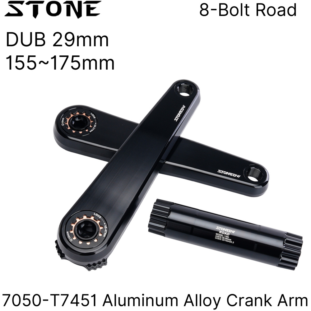 Stone Road Bike Crankset 28.99mm DUB 8 Bolts Pins Alu 7050-T7451 155 160 165 170 172.5 175mm Crank for AXS Spiders Powermeter chainring FORCE RED RIVAL 29mm gravel bike STONEDW  XPLR 12s 13s