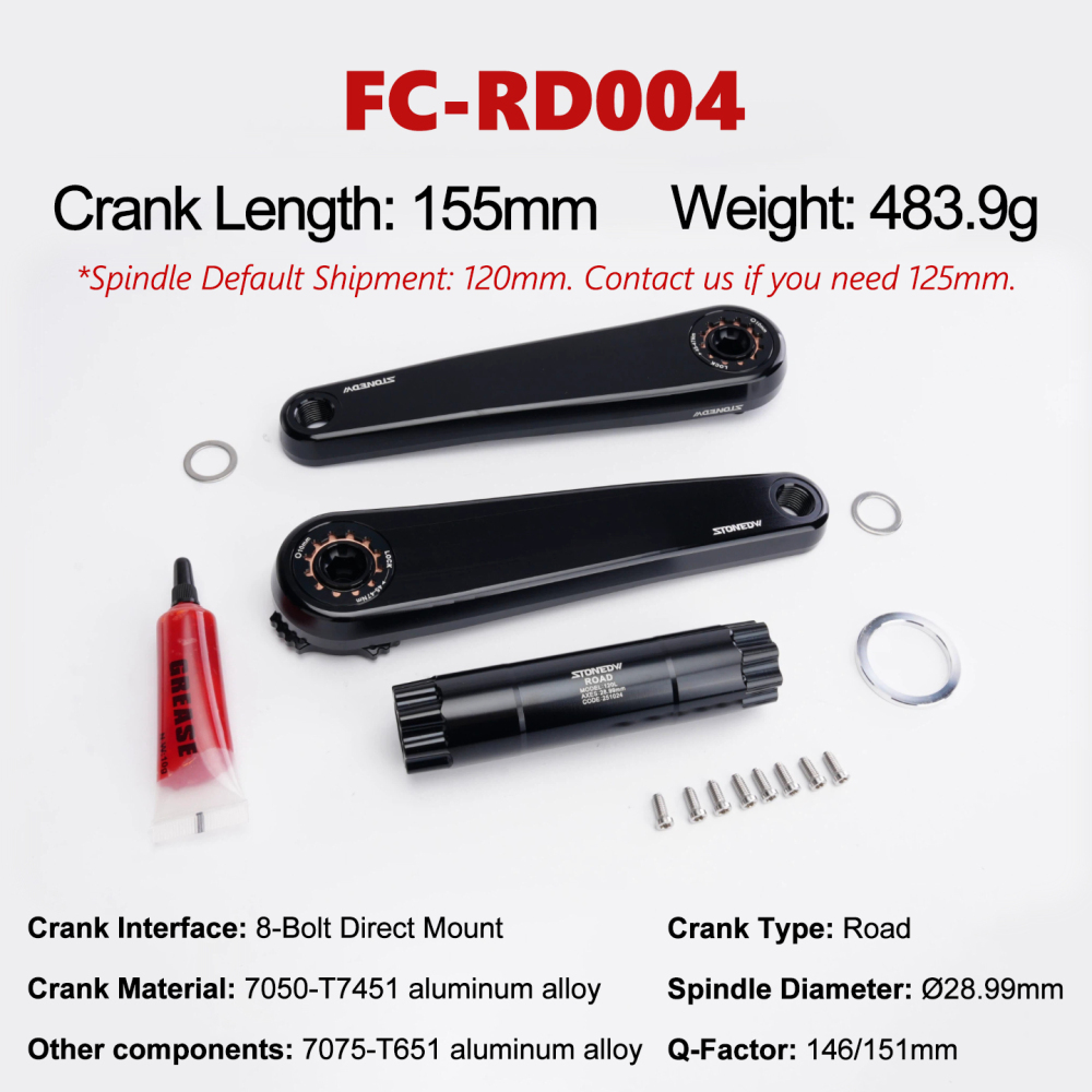 Stone Road Bike Crankset 28.99mm DUB 8 Bolts Pins Alu 7050-T7451 155 160 165 170 172.5 175mm Crank for AXS Spiders Powermeter chainring FORCE RED RIVAL 29mm gravel bike STONEDW  XPLR 12s 13s