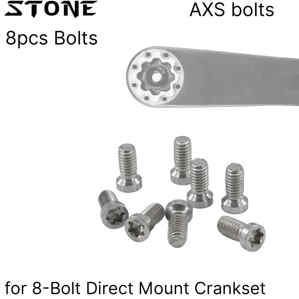 Stone Chainring Bolt for Sram Road Bike 12 Speed QUARQ Rival AXS Force Red Crank 8 Holes Repair Screw 304 Stainless Steel AXS Flattop T-type 8 bolts pins XPLR 12s 13s