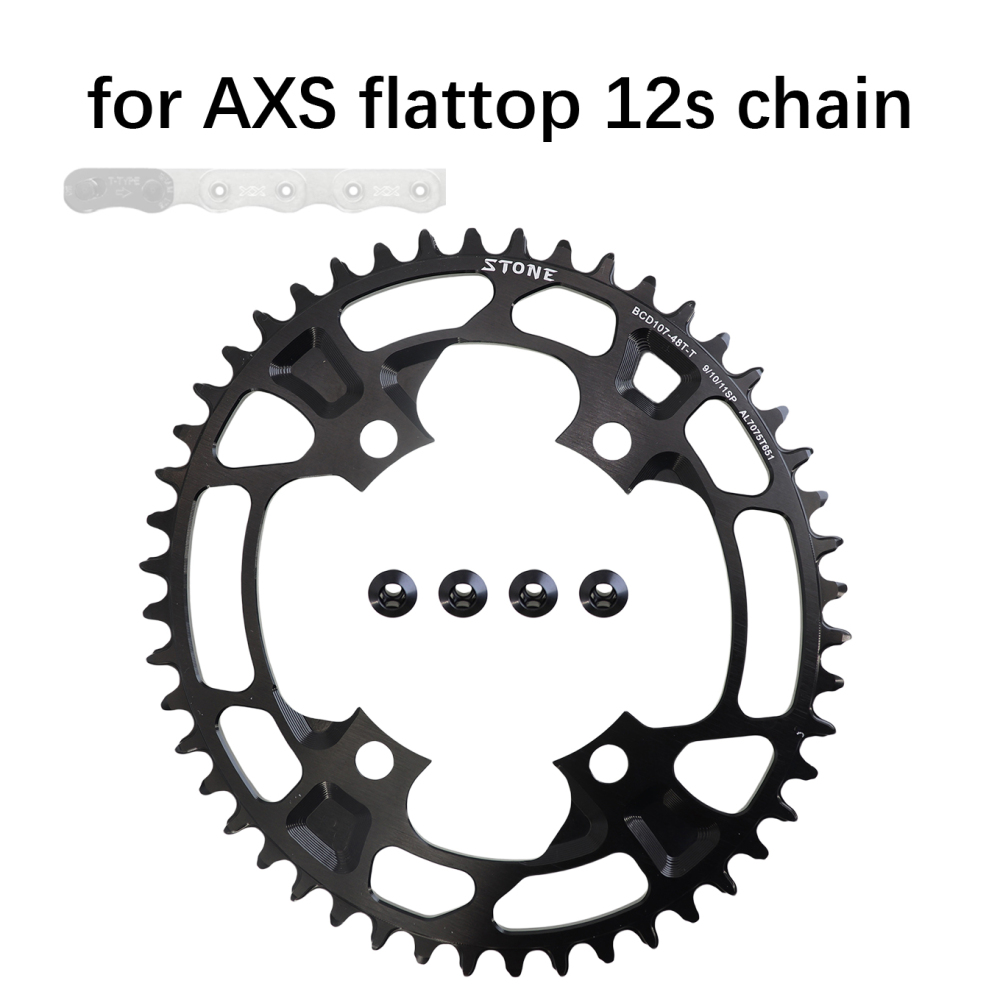 Stone Oval Bike Chainring 107BCD for Sram Force AXS 12S Crankset 107 Bcd MTB Road Bike Narrow and Wide Chainwheel 36T To 60T AXS Flattop T-type
