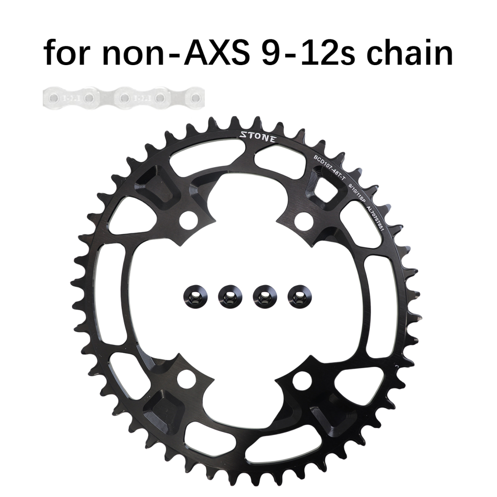 Stone Oval Bike Chainring 107BCD for Sram Force AXS 12S Crankset 107 Bcd MTB Road Bike Narrow and Wide Chainwheel 36T To 60T AXS Flattop T-type
