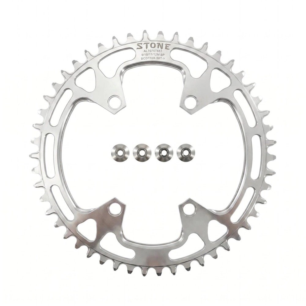 Stone Round Bike Chainring 110BCD for Shimano FC-5800 6800 4700 9000 34T to 60T Road Bike Chainwheel 4 Bolts gravel