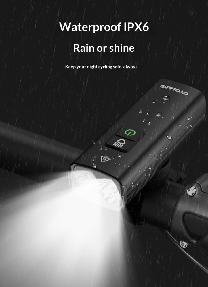 CYCLAMI BR2000 Rechargeable Bike Front Light 2000 Lumens USB-C Bicycle Headlight for MTB Road Cycling Night Riding