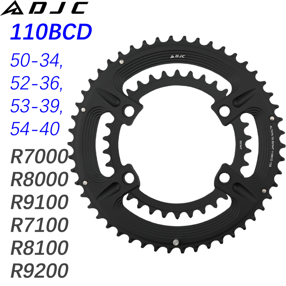 DJC Road Bike Chainring 110bcd 4 Bolts Round 2x Chainring Double 52t 36t for Shimano 4700 5800 6800 9000 R7000 R8000 R9100