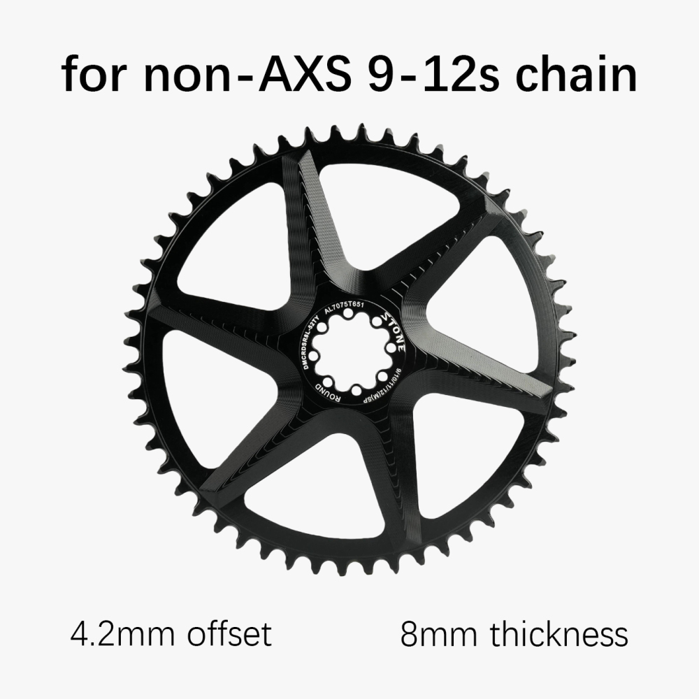 Stone 12s Chainring for Sram Force Red Rival Quard Direct Mount for AXS Flattop Road Bike 9 10 11 12 Speed 8 Bolts Hollow Gravel AXS Flattop T-type 8 bolts pins XPLR 12s 13s Offset 4.2mm