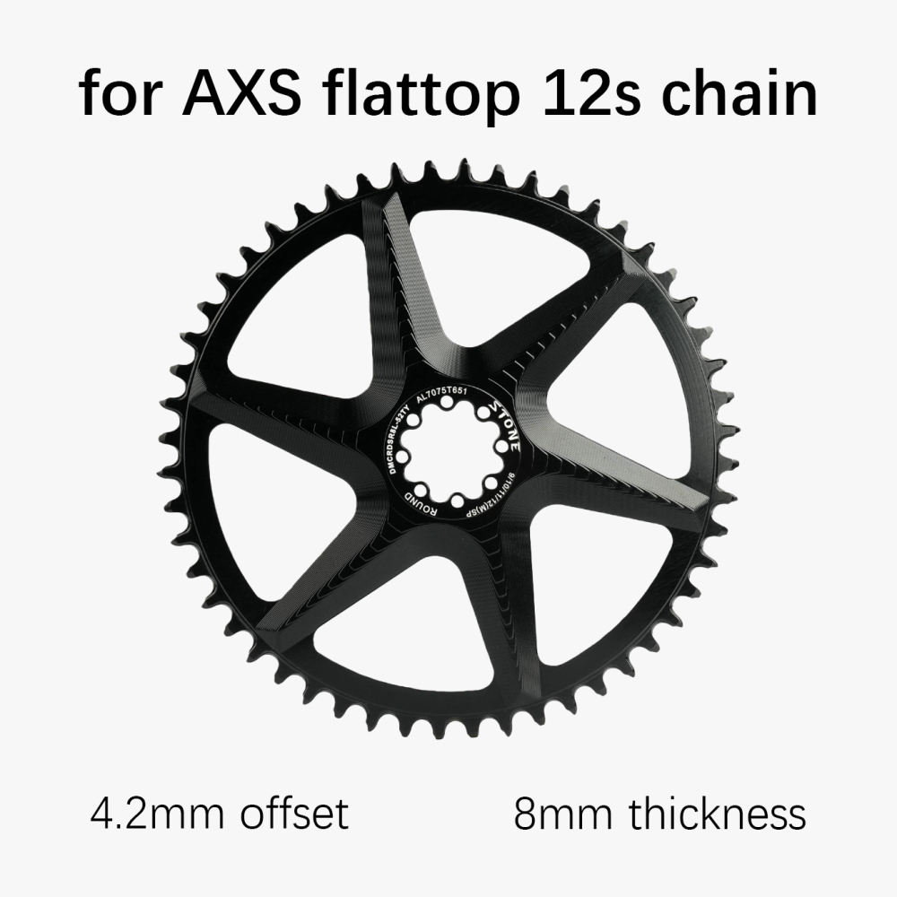 Stone 12s Chainring for Sram Force Red Rival Quard Direct Mount for AXS Flattop Road Bike 9 10 11 12 Speed 8 Bolts Hollow Gravel AXS Flattop T-type 8 bolts pins XPLR 12s 13s Offset 4.2mm