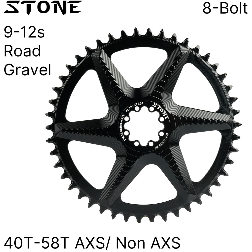 Stone 12s Chainring for Sram Force Red Rival Quard Direct Mount for AXS Flattop Road Bike 9 10 11 12 Speed 8 Bolts Hollow Gravel AXS Flattop T-type 8 bolts pins XPLR 12s 13s Offset 4.2mm