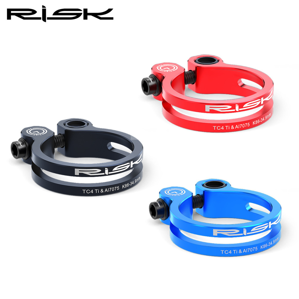 RISK K86 Mountain/Road Bike Aluminum Alloy Titanium Screw Locking Seat Clamp 31.8 Seatpost Clamp 34.9mm