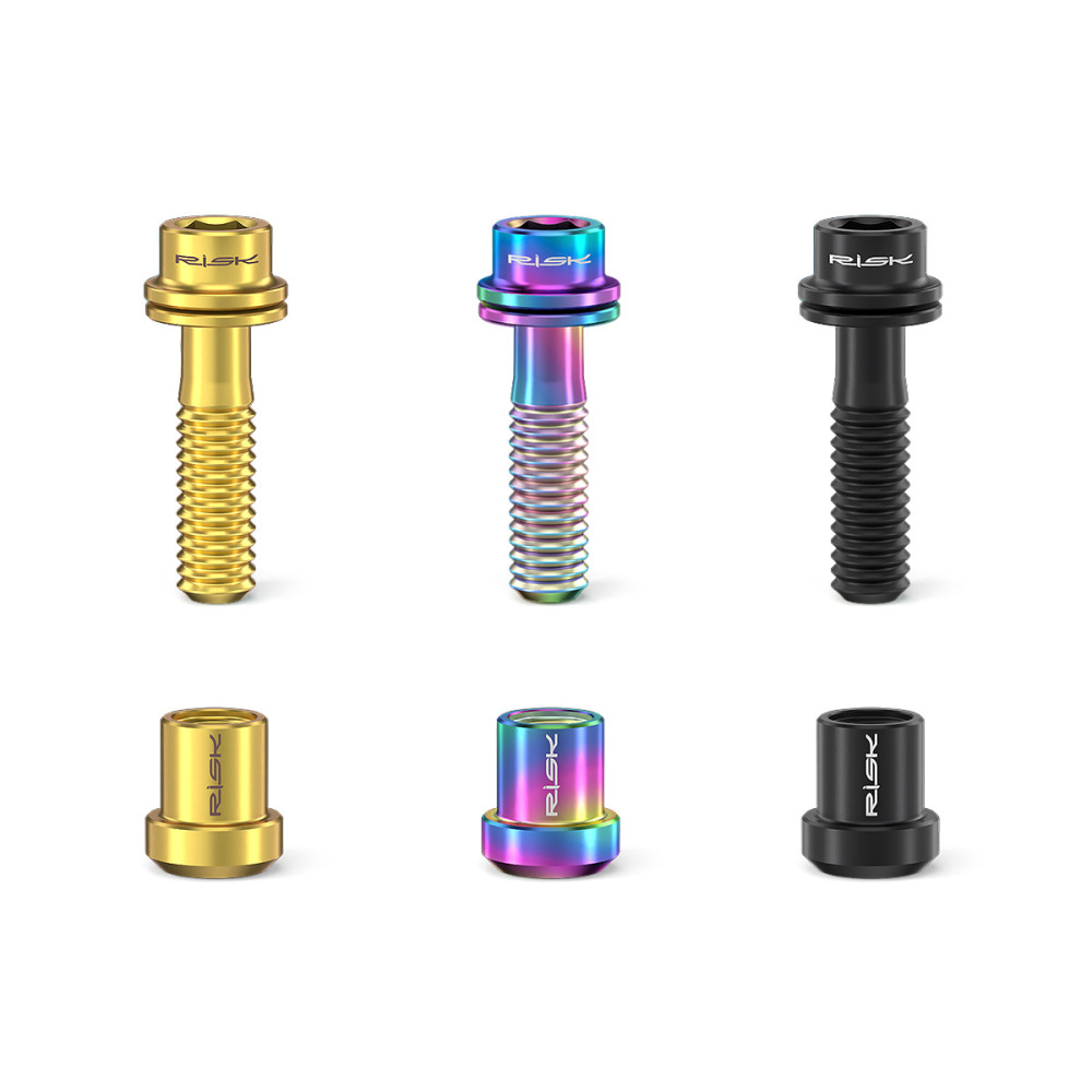 RISK Mountain and Road Bike Titanium Alloy Stem Screws Carbon Fiber Integrated Drop Bars Fork Locking Nuts