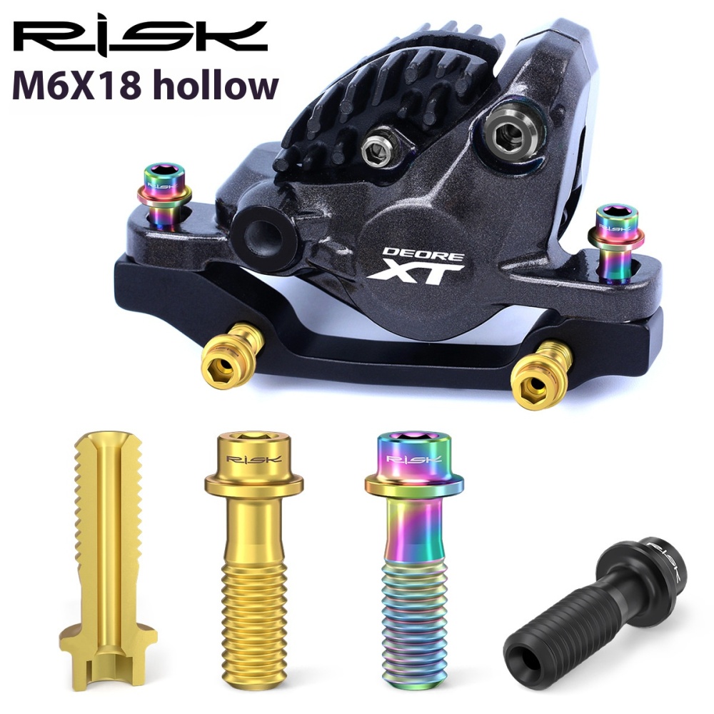 RISK Mountain Bike Titanium Alloy Lightweight Hollow Disc Brake Mounting Screws M6x18 Hollow Caliper XT Screws