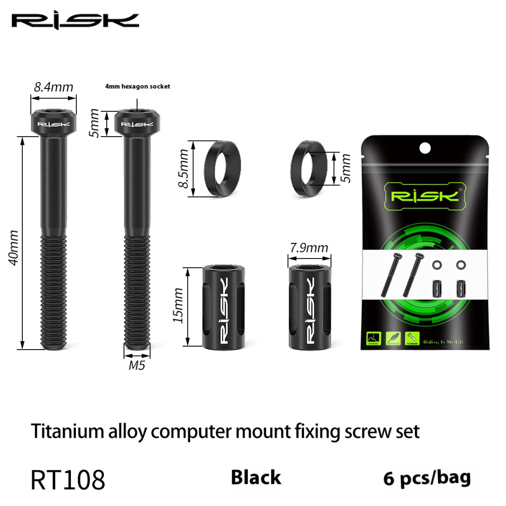 RISK Titanium Alloy Bicycle Computer Mount Extension Fixing Screw Kit Handlebar Extension Bracket Light Mount RT108