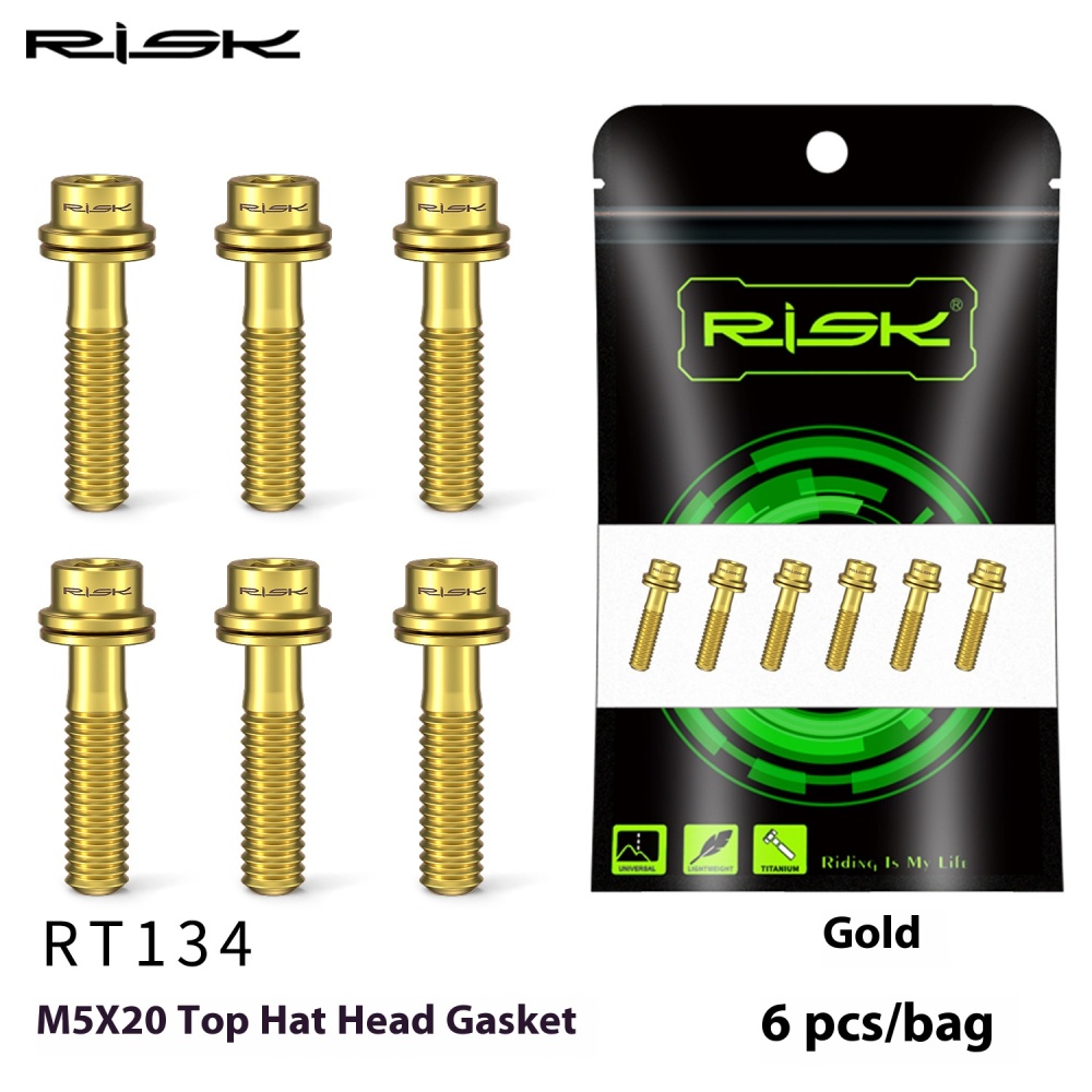 RISK M5x18/20mm Titanium Alloy Handlebar Stem Screw with Washer for Mountain Road Bike Fork Fixation