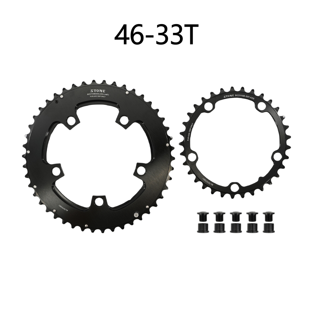 Stone 110bcd Round Double Chainring 5 bolts for 12S AXS Flattop Chain 12 Speed Road Bike  46 33t 48 33T 48 35T 50 37T 52 39T 54 41T 2x