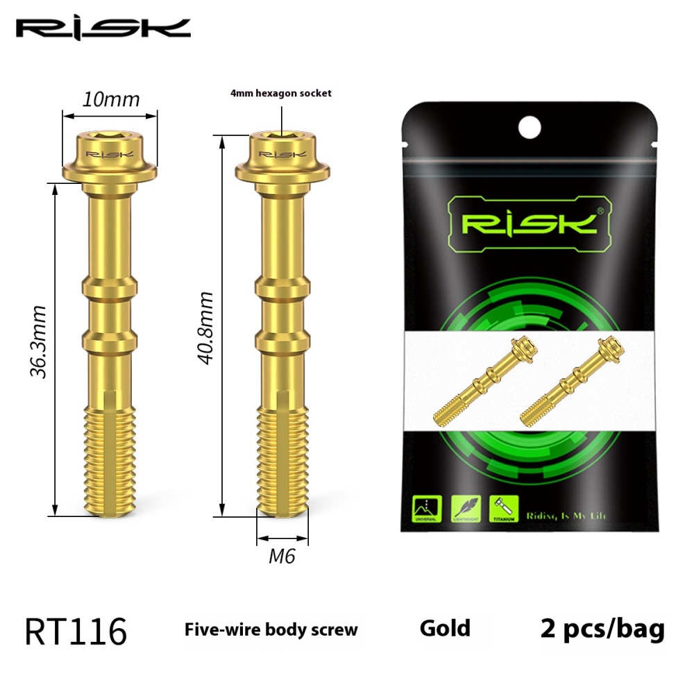 RISK Titanium Alloy Screws for Bicycle Hydraulic Disc Brake System Oil Tube Five-line Body Screws Brake Pads Pin for XT M8000 Disc Brakes