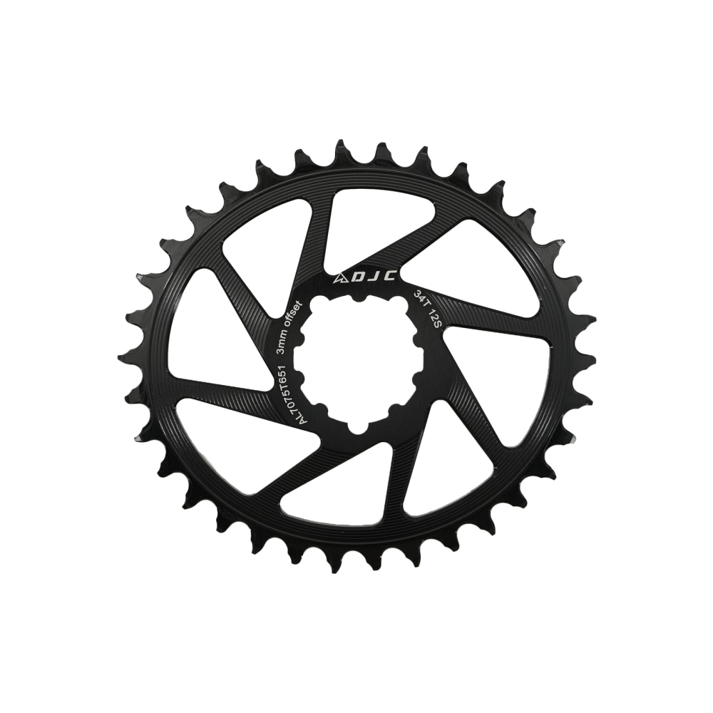 DJC Bike Chainring 3 bolts pins Direct Mount 3mm Offset Oval Chainring for Sram GXP XX1 Eagle X01 X1 X0 X9 for DUB BB30 Crankset Alu Lightweight 28 30 32 34 36 38T