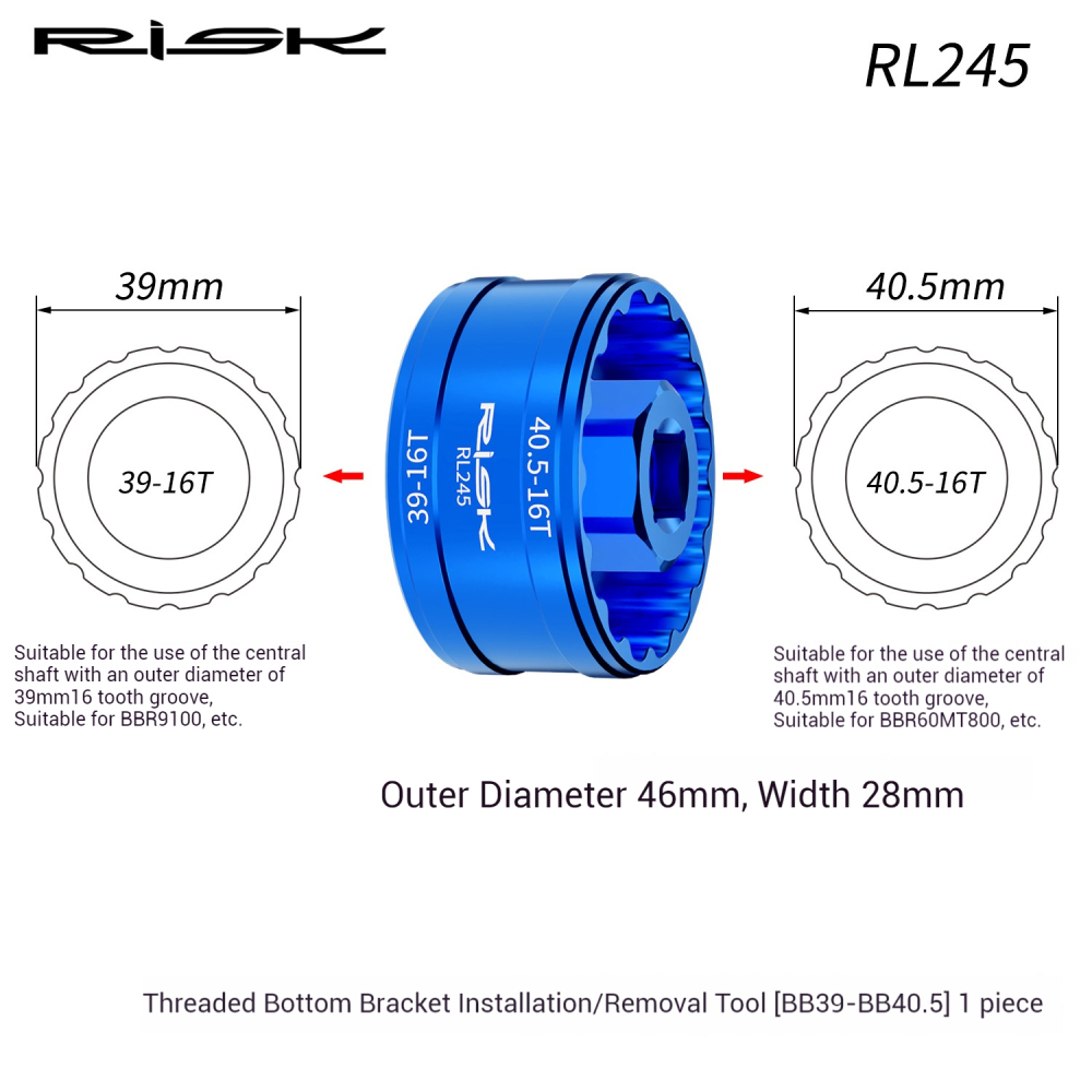 RISK Mountain/Road Bike Hollow Integrated Axle Wrench DUB Chainring Installation Disassembly Repair Tool BB52