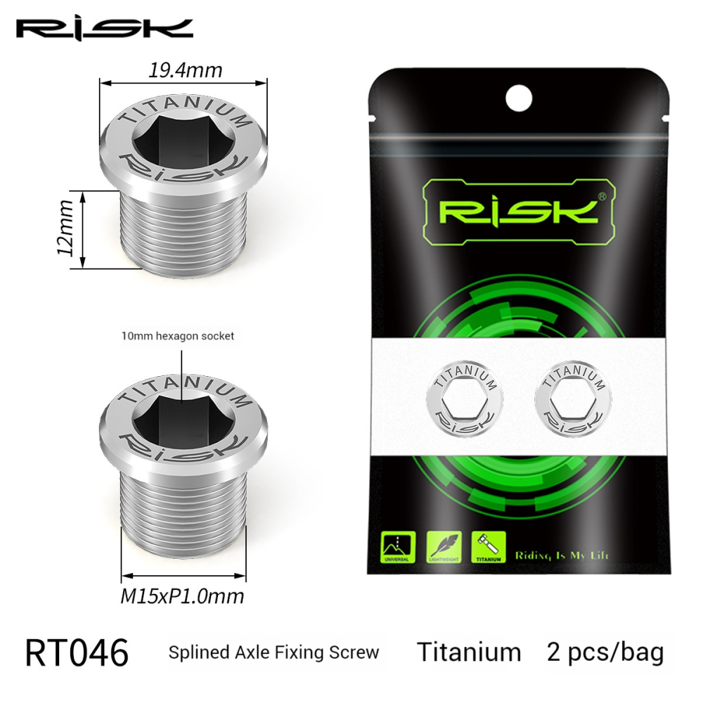 RISK Mountain Bike Titanium Alloy Splined Crankset Axle Screw Colored ISIS Bolt M15x12mm