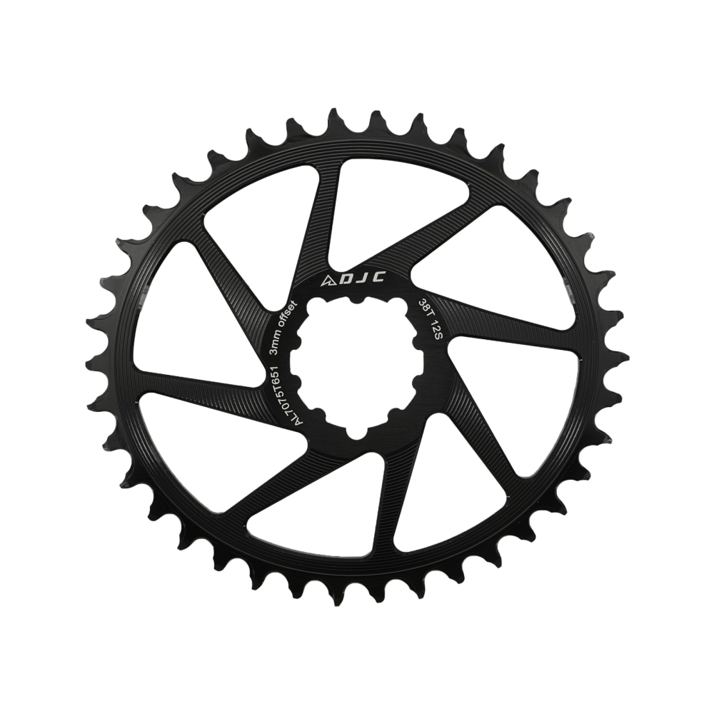 DJC Bike Chainring 3 bolts pins Direct Mount 3mm Offset Oval Chainring for Sram GXP XX1 Eagle X01 X1 X0 X9 for DUB BB30 Crankset Alu Lightweight 28 30 32 34 36 38T