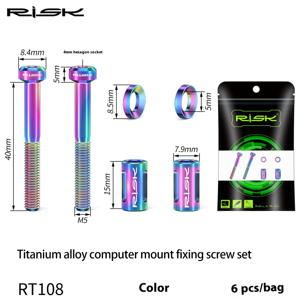 RISK Titanium Alloy Bicycle Computer Mount Extension Fixing Screw Kit Handlebar Extension Bracket Light Mount RT108
