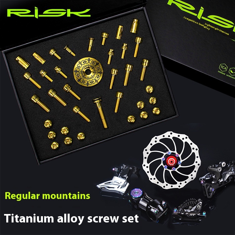 RISK conventional mountain bike accessory titanium alloy screw set valve handlebar disc brake seat disc screws
