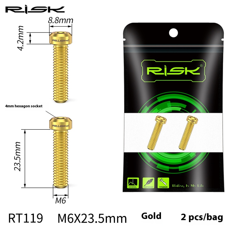 RISK Titanium Alloy Screws for Bicycle Hydraulic Disc Brake System Oil Tube Five-line Body Screws Brake Pads Pin for XT M8000 Disc Brakes
