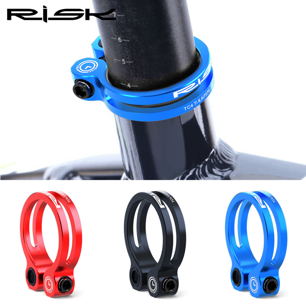 RISK K86 Mountain/Road Bike Aluminum Alloy Titanium Screw Locking Seat Clamp 31.8 Seatpost Clamp 34.9mm