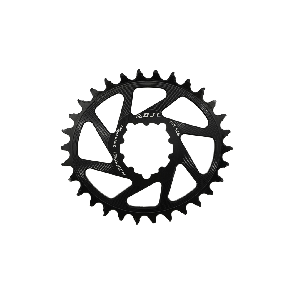 DJC Bike Chainring 3 bolts pins Direct Mount 3mm Offset Oval Chainring for Sram GXP XX1 Eagle X01 X1 X0 X9 for DUB BB30 Crankset Alu Lightweight 28 30 32 34 36 38T