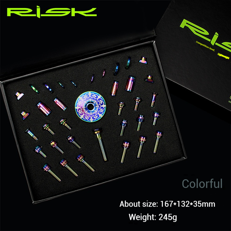 RISK conventional road bike titanium alloy screw set handlebar C clamp brake fixing screw valve cap kit