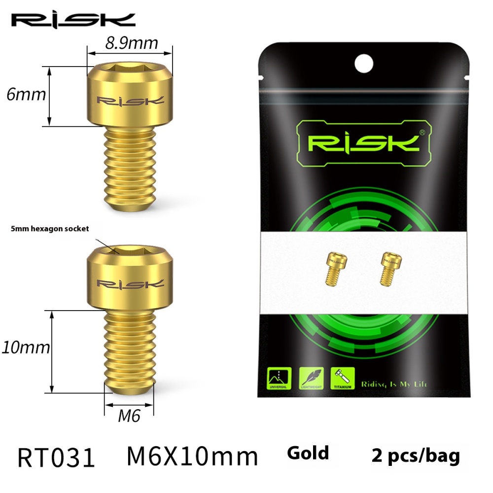 RISK M6x10mm Fork V-Brake Cable Fixing Screws Mountain and Road Bike C-Brake Titanium Alloy Screws