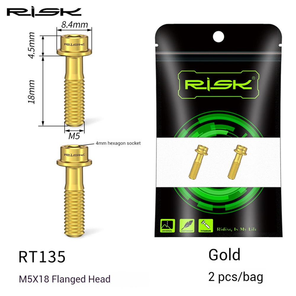 RISK M5x18mm Mountain Bike Titanium Alloy Brake Lever Screw Hollow Fixing