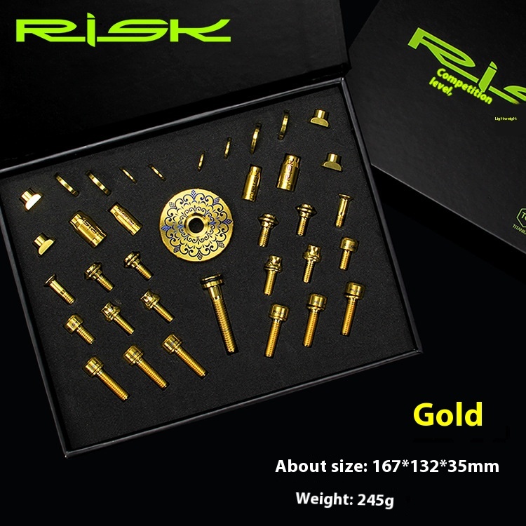 RISK conventional road bike titanium alloy screw set handlebar C clamp brake fixing screw valve cap kit