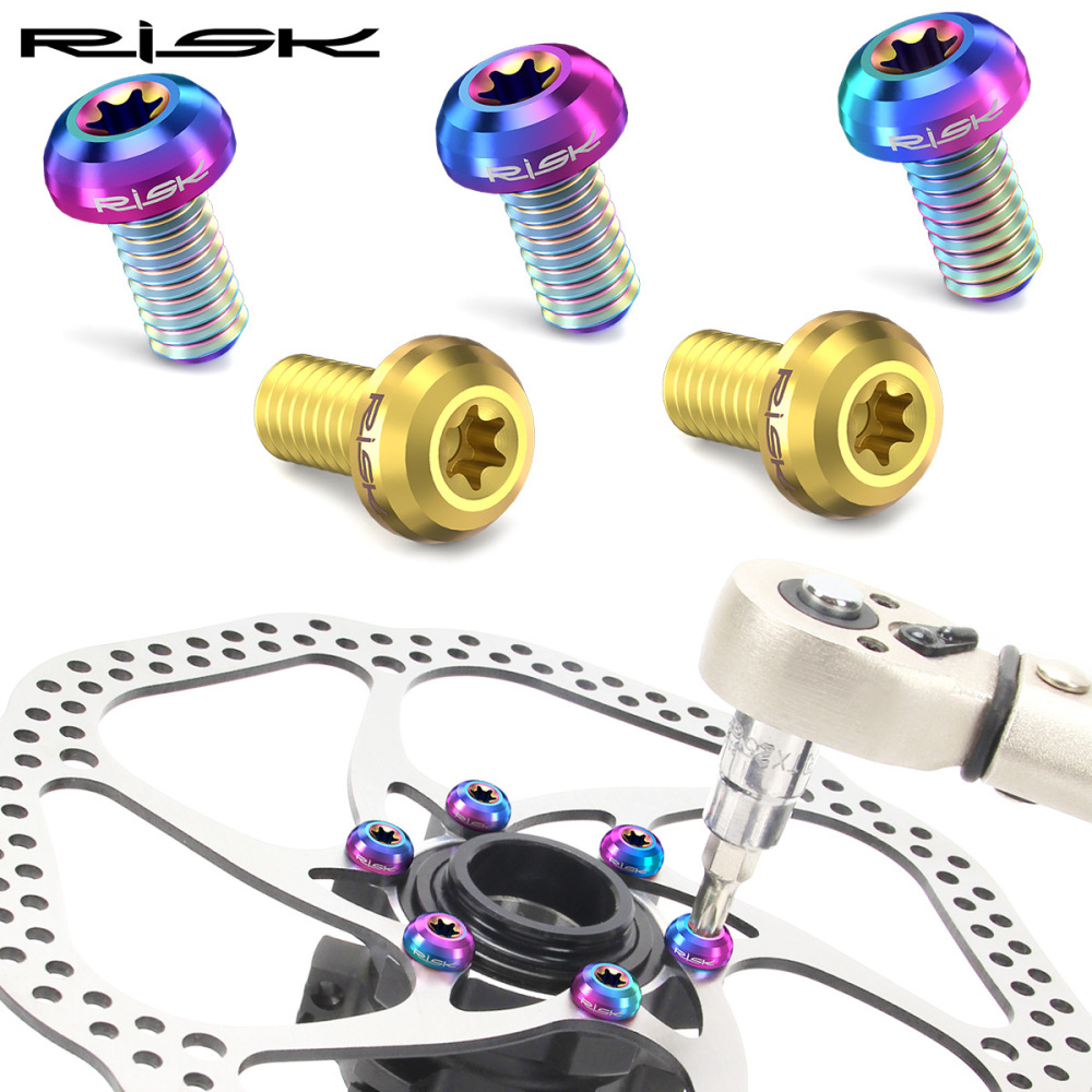 RISK Mountain Bike Titanium Alloy T25 Rotor Screws M5x10 for Disc Brake Rotor Fixation