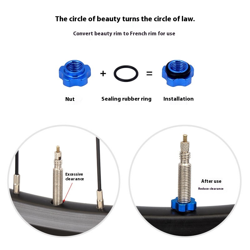 TOOPRE Mountain Bike Presta Valve Nut Valve Core Cap Conversion Kit Bicycle Tire Nut Valve Core Cap