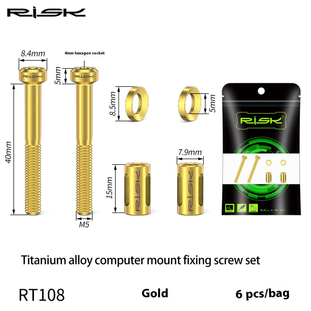 RISK Titanium Alloy Bicycle Computer Mount Extension Fixing Screw Kit Handlebar Extension Bracket Light Mount RT108