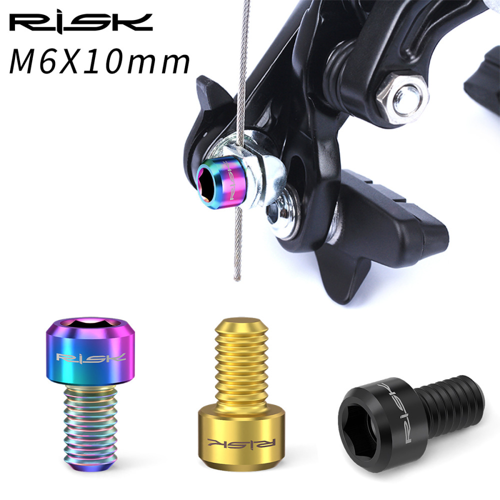 RISK M6x10mm Fork V-Brake Cable Fixing Screws Mountain and Road Bike C-Brake Titanium Alloy Screws