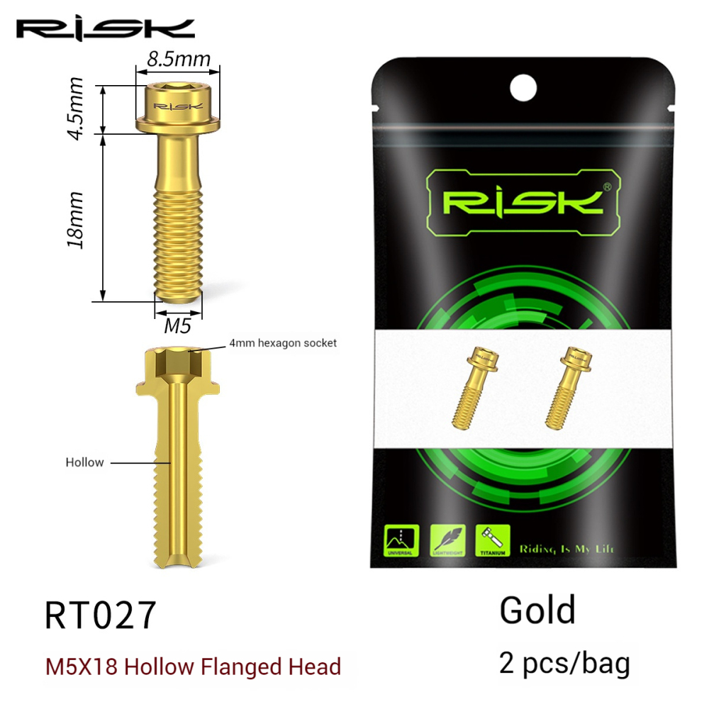 RISK M5x18mm Mountain Bike Titanium Alloy Brake Lever Screw Hollow Fixing