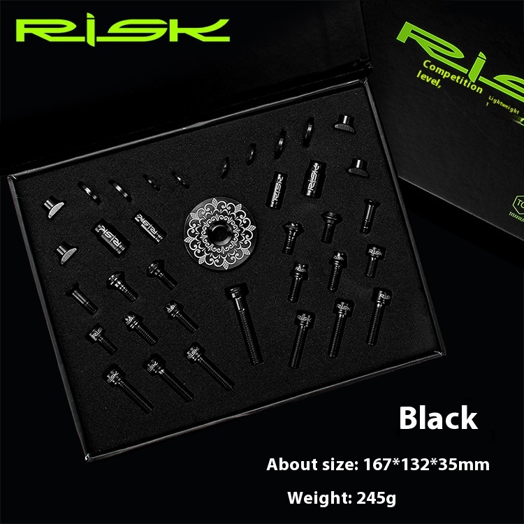 RISK conventional road bike titanium alloy screw set handlebar C clamp brake fixing screw valve cap kit