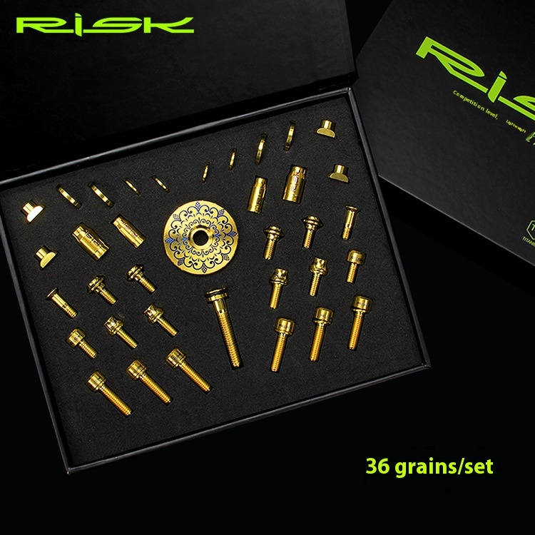 RISK conventional road bike titanium alloy screw set handlebar C clamp brake fixing screw valve cap kit
