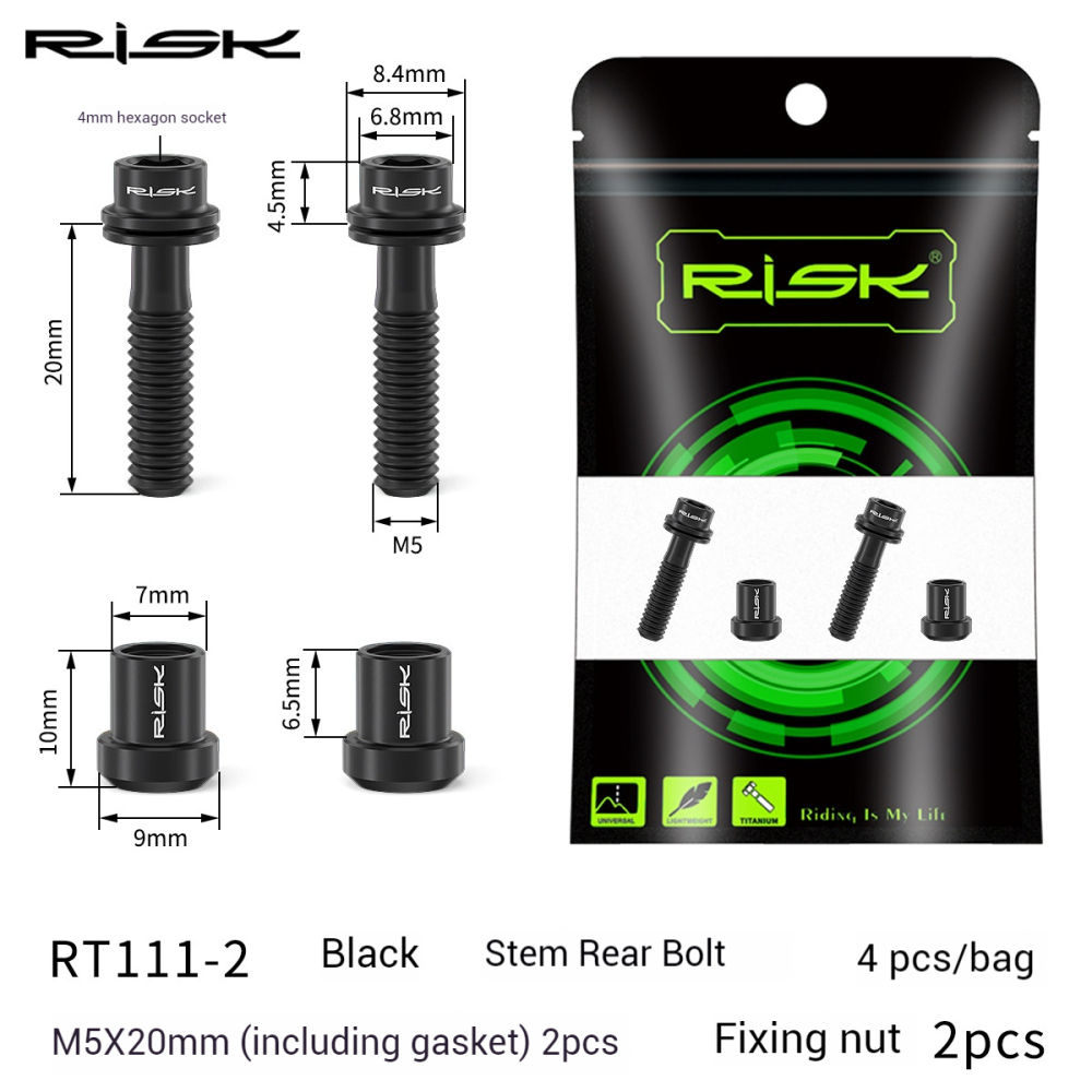RISK Mountain and Road Bike Titanium Alloy Stem Screws Carbon Fiber Integrated Drop Bars Fork Locking Nuts