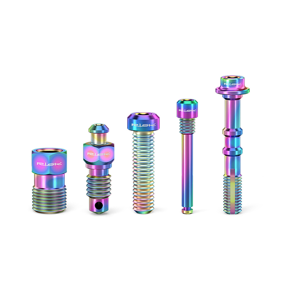 RISK Titanium Alloy Screws for Bicycle Hydraulic Disc Brake System Oil Tube Five-line Body Screws Brake Pads Pin for XT M8000 Disc Brakes