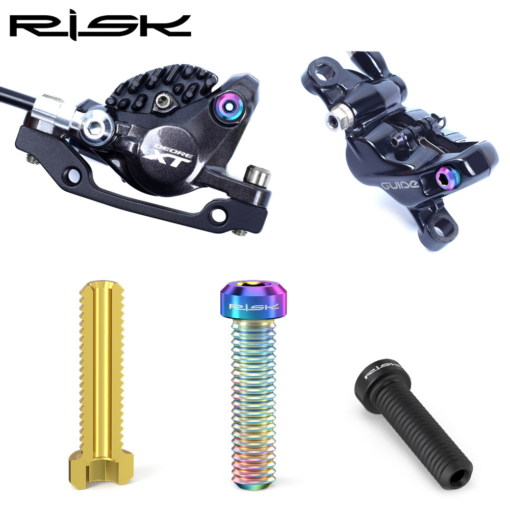 RISK Titanium Alloy Screws for Bicycle Hydraulic Disc Brake System Oil Tube Five-line Body Screws Brake Pads Pin for XT M8000 Disc Brakes