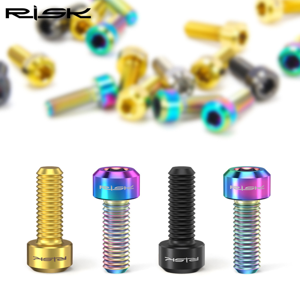 RISK M5x14mm Mountain Bike Derailleur Lever Fixing Titanium Alloy Colorful Screws